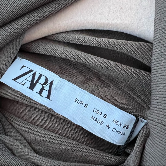 Zara Long Knit Turtleneck Dress Brown Size Small NWT - Picture 3 of 7